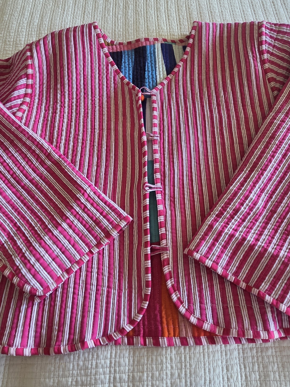 Multi-Color Reversible Patchwork Quilted Jacket - Picture 3 of 8